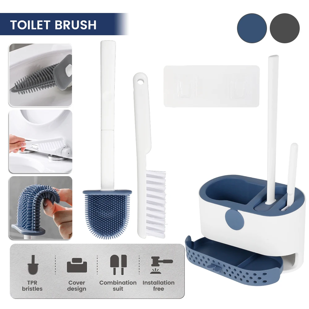 2 in 1 Toilet Brush with Silicone Base Toilet Flat Head Soft Flexible Bristle Brush with Quick Drying Wall Holder
2 in 1 Toilet Brush with Silicone Base Toilet Flat Head Soft Flexible Bristle Brush with Quick Drying Wall Holder