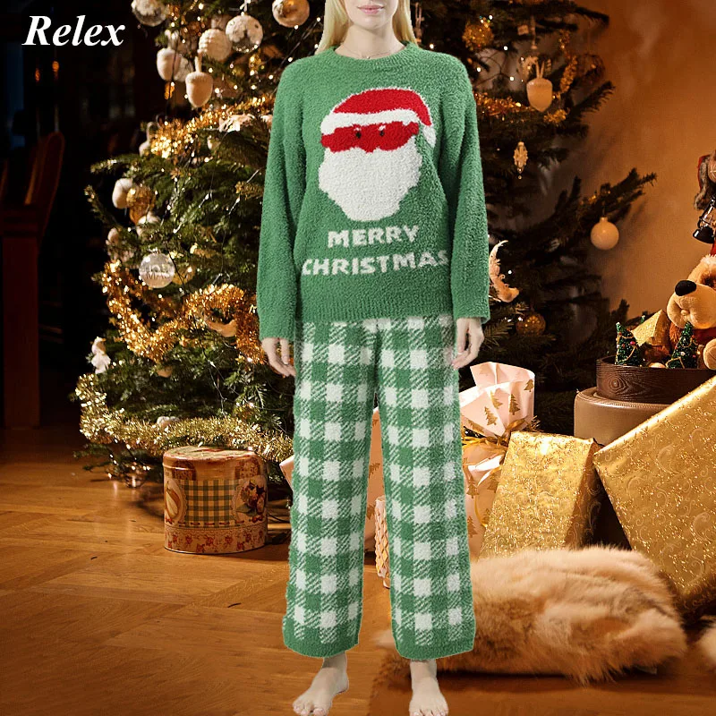 2021 Autumn And Winter New Women Coral Fleece Christmas Suit Thick Long-Sleeved Homewear Set Ladies Cute Pajamas Warm Sleepwear
2021 Autumn And Winter New Women Coral Fleece Christmas Suit Thick Long-Sleeved Homewear Set Ladies Cute Pajamas Warm Sleepwear