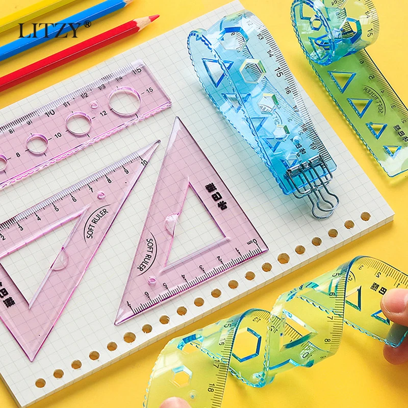 LITZY 4pcs Soft Geometry Ruler Set Protractor Mathematical Compasses for School Stationery 15/20cm Plastic Straight Rulers
LITZY 4pcs Soft Geometry Ruler Set Protractor Mathematical Compasses for School Stationery 15/20cm Plastic Straight Rulers