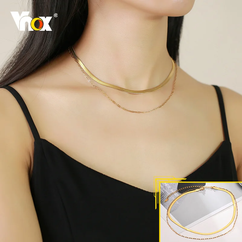 Vnox 1/2pcs Women Double Snake Chain Necklaces, Chic Delicate Street Party Collar Jewelry,Rock Punk Multi-Layered Neck Gift
Vnox 1/2pcs Women Double Snake Chain Necklaces, Chic Delicate Street Party Collar Jewelry,Rock Punk Multi-Layered Neck Gift