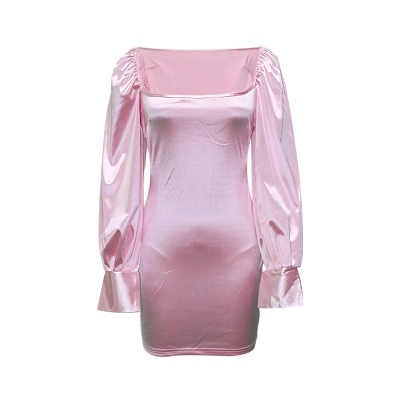 Spring Summer Solid Square Collar Bodycon Short Dress Women 2021 New Sexy Lantern Sleeve Draped Short Hip Dress 
Spring Summer Solid Square Collar Bodycon Short Dress Women 2021 New Sexy Lantern Sleeve Draped Short Hip Dress