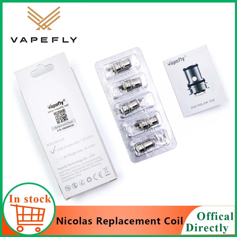 5pcs pack оригинальная сменная катушка Vapefly Nicolas для бака vapefly nicolas 0.6ohm 1.8ohm MTL flavor