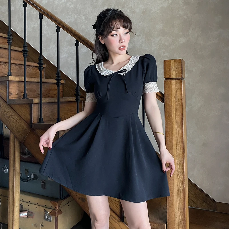 Новинка 2020, винтажное маленькое черное платье, облегающее кружевное мини-платье с круглым воротником и присборенной талией
Новинка 2020, винтажное маленькое черное платье, облегающее кружевное мини-платье с круглым воротником и присборенной талией