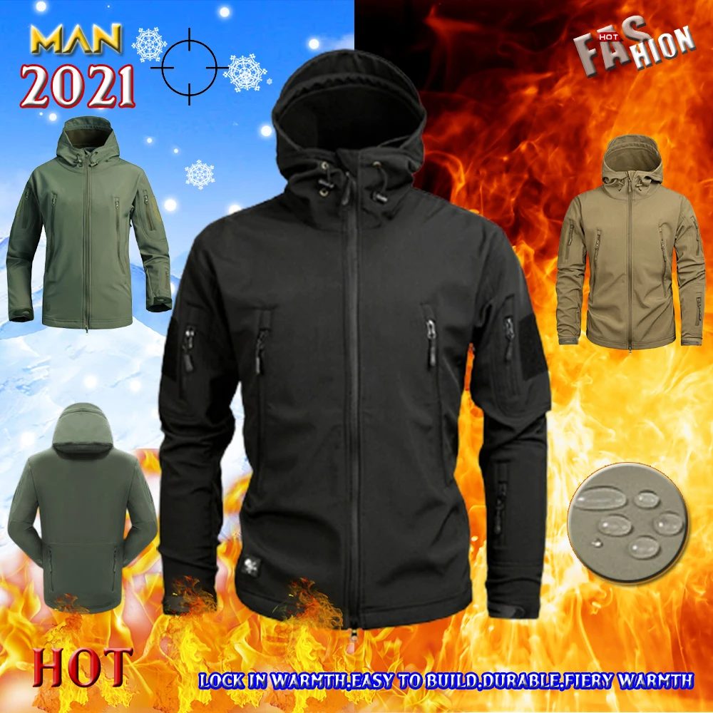2021 Men Autumn And Winter Shark Shell Military Tactical Jacket Waterproof Warm Windbreaker Army Clothing Camouflage
2021 Men Autumn And Winter Shark Shell Military Tactical Jacket Waterproof Warm Windbreaker Army Clothing Camouflage