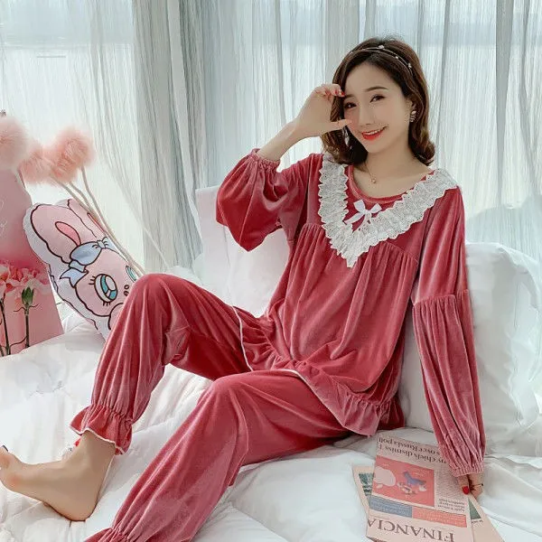 Soft Sleepwear Velvet Women Pajamas Suit 2PCS Sleep Set Velour Shirt&Pants Intimate Lingerie Autumn New Home Clothes Nightwear
Soft Sleepwear Velvet Women Pajamas Suit 2PCS Sleep Set Velour Shirt&Pants Intimate Lingerie Autumn New Home Clothes Nightwear