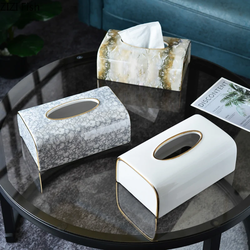 Позолоченные коробка из керамической ткани современный декор расписной фарфор