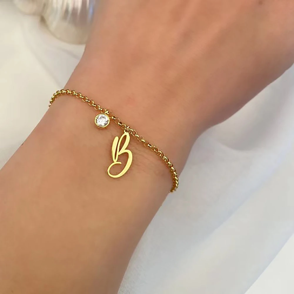 HUHUI Custom Initial Latter Bracelet Personality Birth Stone Pendant Stainless Steel Charm Jewelry For Woman Bbirthday Gift
HUHUI Custom Initial Latter Bracelet Personality Birth Stone Pendant Stainless Steel Charm Jewelry For Woman Bbirthday Gift