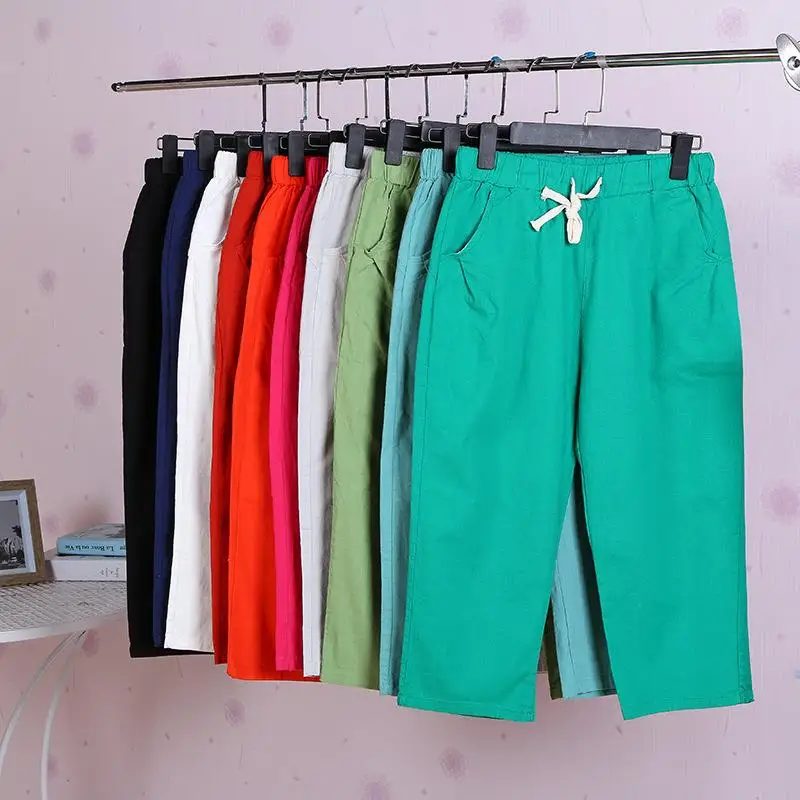 2020 New Summer Women Cotton Linen Calf-Length Pants Female Solid Drawstring Elastic High Waist Straight Sweatpants Trousers N53
2020 New Summer Women Cotton Linen Calf-Length Pants Female Solid Drawstring Elastic High Waist Straight Sweatpants Trousers N53
