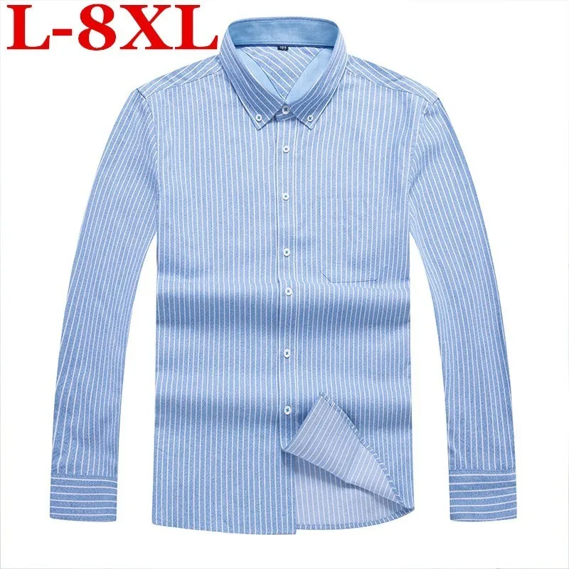 Long 8XL 7XL Striped Casual Sleeve Shirt Stitching Fashion Pocket Design Fabric Soft Comfortable Men Dress Slim Fit Style
Long 8XL 7XL Striped Casual Sleeve Shirt Stitching Fashion Pocket Design Fabric Soft Comfortable Men Dress Slim Fit Style