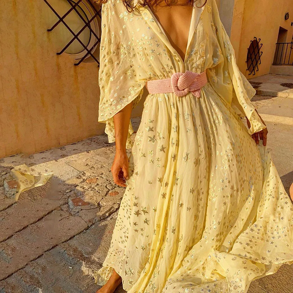 Western Style Fashion Vacation Ladies Dress Summer Romantic Temperament Loose Casual Printing V-neck Bat Sleeve 2021
Western Style Fashion Vacation Ladies Dress Summer Romantic Temperament Loose Casual Printing V-neck Bat Sleeve 2021