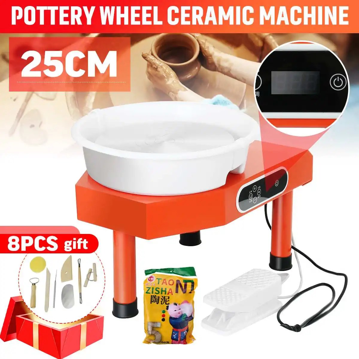 350W Pottery Wheel Machine LCD Electric Pottery Wheels Forming Machine Pottery Tools for Ceramic Work Clay Art Crafts Molding
350W Pottery Wheel Machine LCD Electric Pottery Wheels Forming Machine Pottery Tools for Ceramic Work Clay Art Crafts Molding