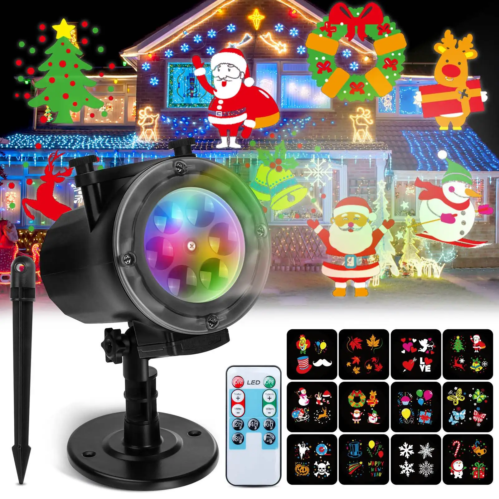 Christmas Decor Light LED Laser Projector Light 12 Patterns New Year Snowflake Elk Projection Lamp Stage Indoor Outdoor Lighting
Christmas Decor Light LED Laser Projector Light 12 Patterns New Year Snowflake Elk Projection Lamp Stage Indoor Outdoor Lighting