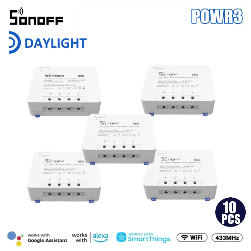 SONOFF POWR3 WiFi Smart DIY Switch 25A 5500W Power Metering Overload Protection Via eWelink APP Control With Alexa Google Home
SONOFF POWR3 WiFi Smart DIY Switch 25A 5500W Power Metering Overload Protection Via eWelink APP Control With Alexa Google Home