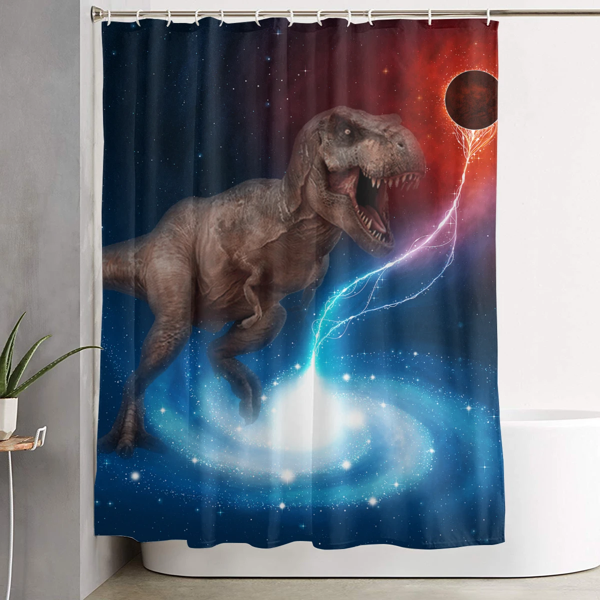 Dabbing Dinosaur T-Rex Curtain Bathroom Duty Waterproof Shower Curtain Liner Clear Mold and Mildew Resistant with Hooks
Dabbing Dinosaur T-Rex Curtain Bathroom Duty Waterproof Shower Curtain Liner Clear Mold and Mildew Resistant with Hooks