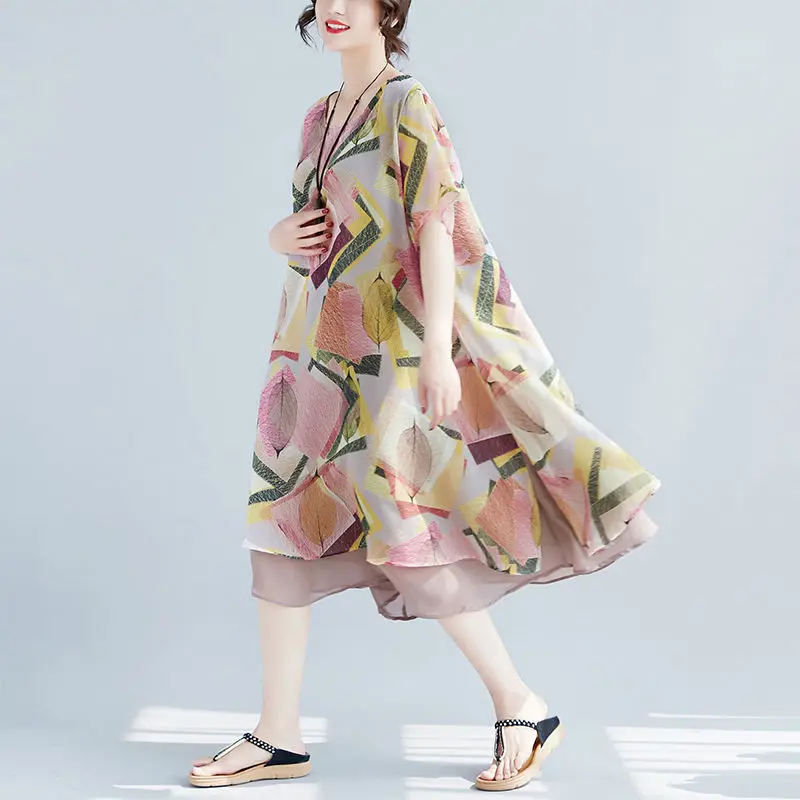 2021 New Fashion Plus Size Women's Chiffon Print Dress Female Casual Style Summer O-Neck Dresses
2021 New Fashion Plus Size Women's Chiffon Print Dress Female Casual Style Summer O-Neck Dresses