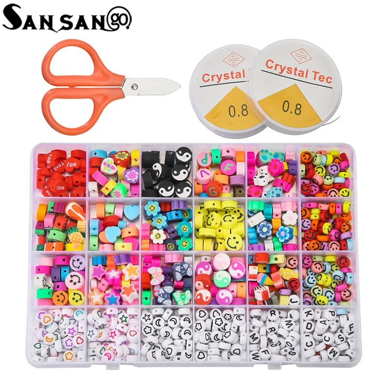 Beads Kit Resin Polymer Clay Spacer Beads Letter Smile Beads DIY Handmade Bracelet Necklace For Jewelry Making Craft
Beads Kit Resin Polymer Clay Spacer Beads Letter Smile Beads DIY Handmade Bracelet Necklace For Jewelry Making Craft