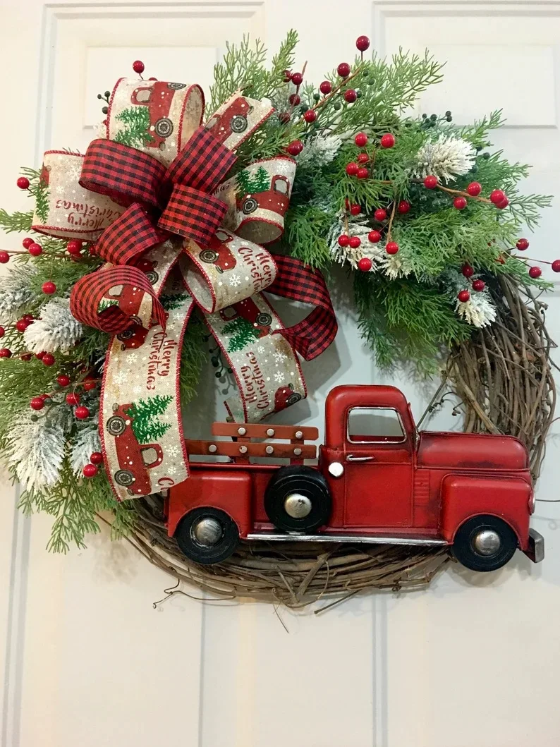 Christmas Wreath Red Truck Christmas Hanging Ornaments Front Door Wall Window Decorations Xmas Tree Wreath Home Party Decor
Christmas Wreath Red Truck Christmas Hanging Ornaments Front Door Wall Window Decorations Xmas Tree Wreath Home Party Decor