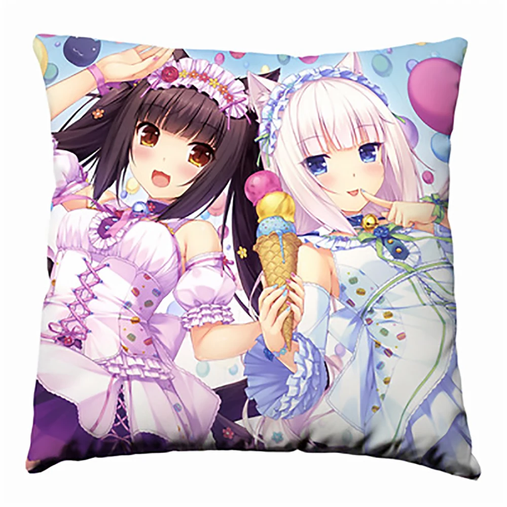 Плюшевый чехол для подушки в стиле аниме наволочка Neko Para Chocola и ванильный принт