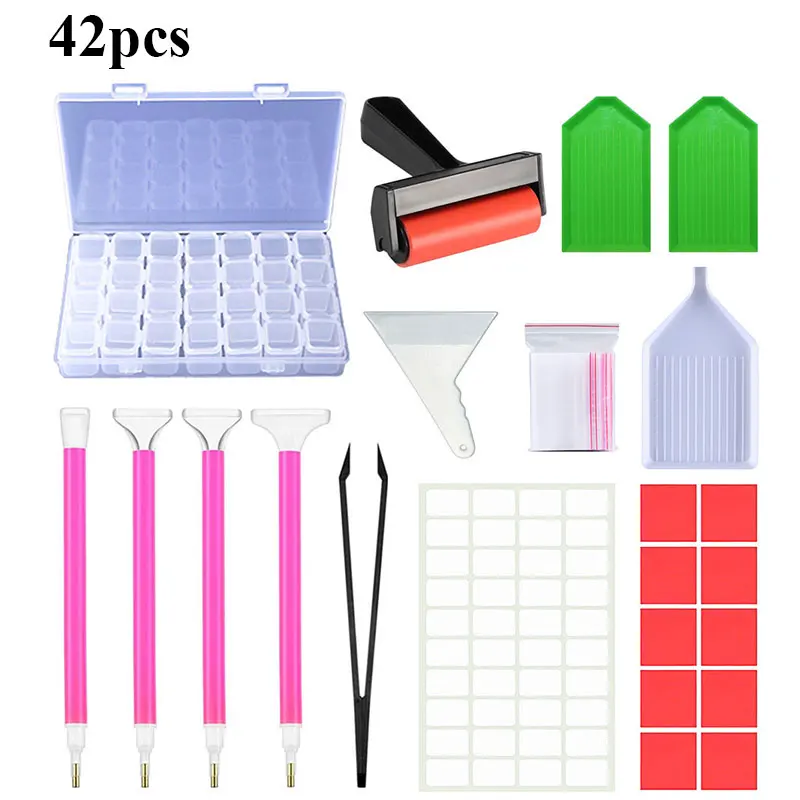 42PCs Roller Pen Clay Tray Kits New Diamond Embroidery Accessories Sticker Storage Box Set 5D Diamond Painting Tool Plastic
42PCs Roller Pen Clay Tray Kits New Diamond Embroidery Accessories Sticker Storage Box Set 5D Diamond Painting Tool Plastic