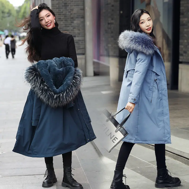 2020 Winter New Down Cotton Padded Jacket Women's Thicked Warm Parkas Long Hooded Plus Velvet Big Fur Collar Parke Coat Y645
2020 Winter New Down Cotton Padded Jacket Women's Thicked Warm Parkas Long Hooded Plus Velvet Big Fur Collar Parke Coat Y645