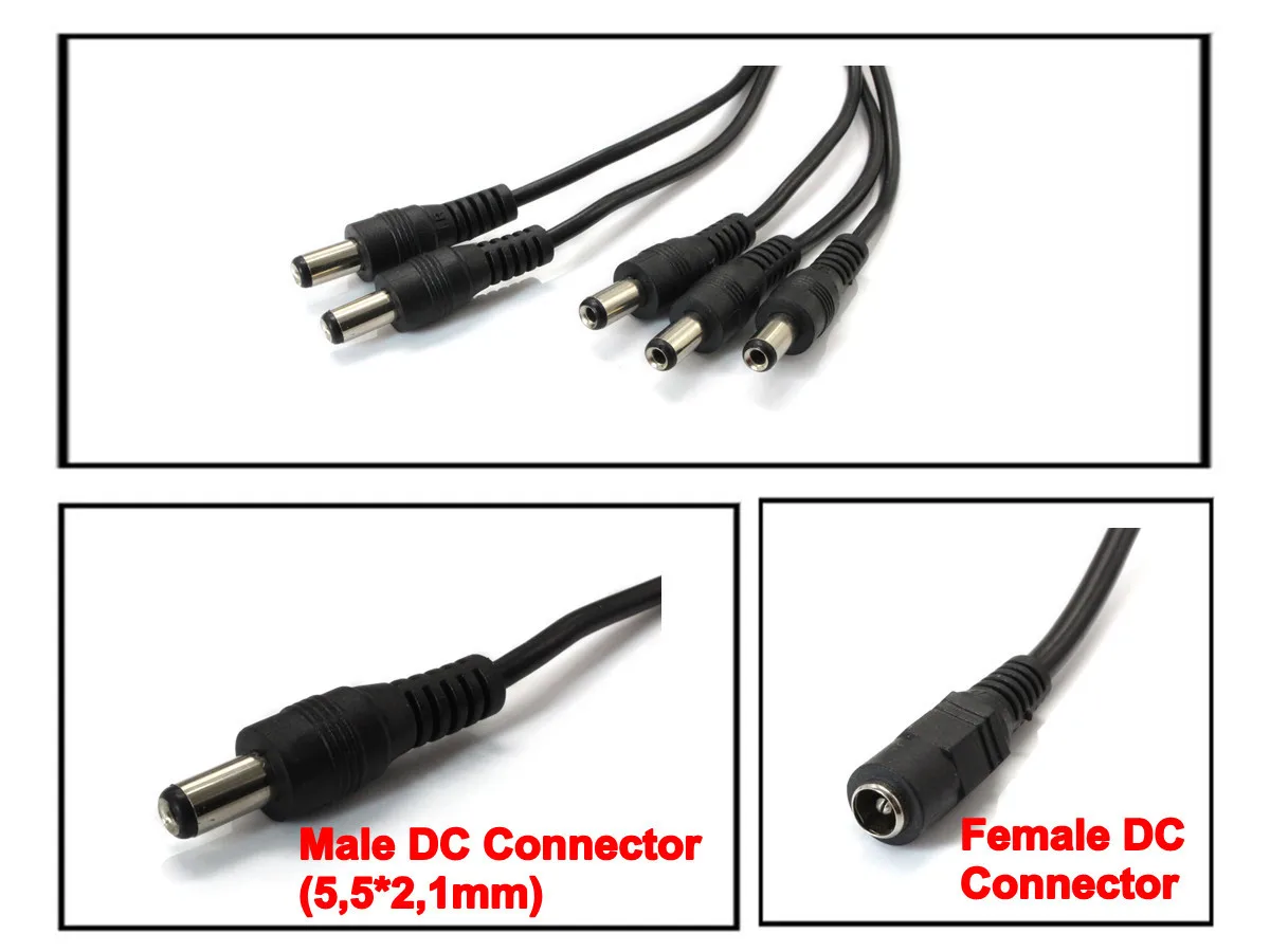 DC power Pigtail cable + female to 5 male connector wire Power Splitter Adapter Cable LED Connector | Безопасность и защита