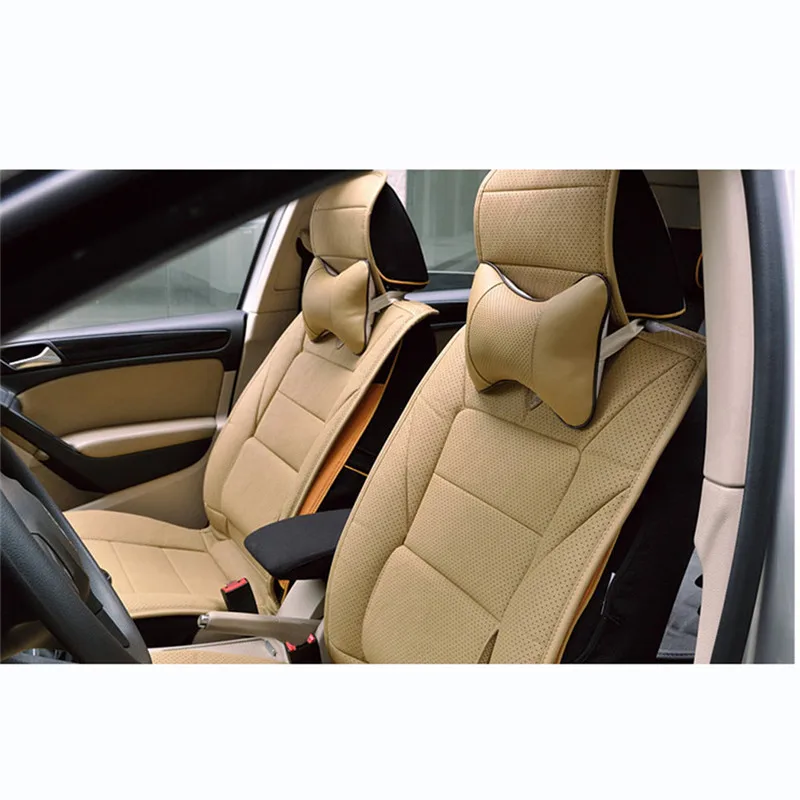 1pcs Universal Car Neck Pillows PVC Leather Breathable Mesh Auto Rest Headrest Cushion Pillow Interior Accessories | Автомобили и