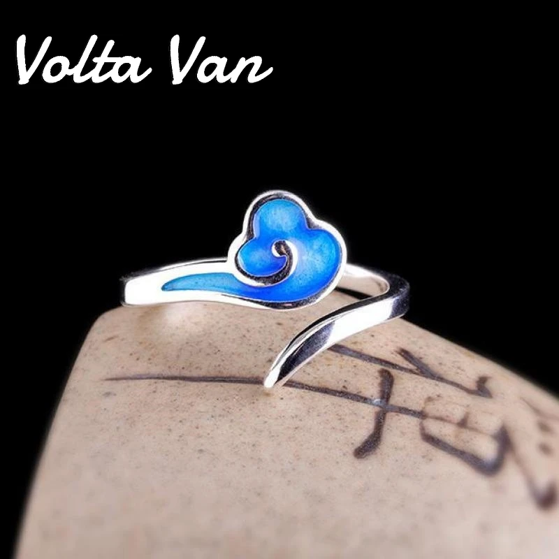 

Volta Van Women Rings 925 Sterling Silver Clouds Fine Jewelry 2022 New Burning Blue Trendy Concise Fashion Opening Rings Party