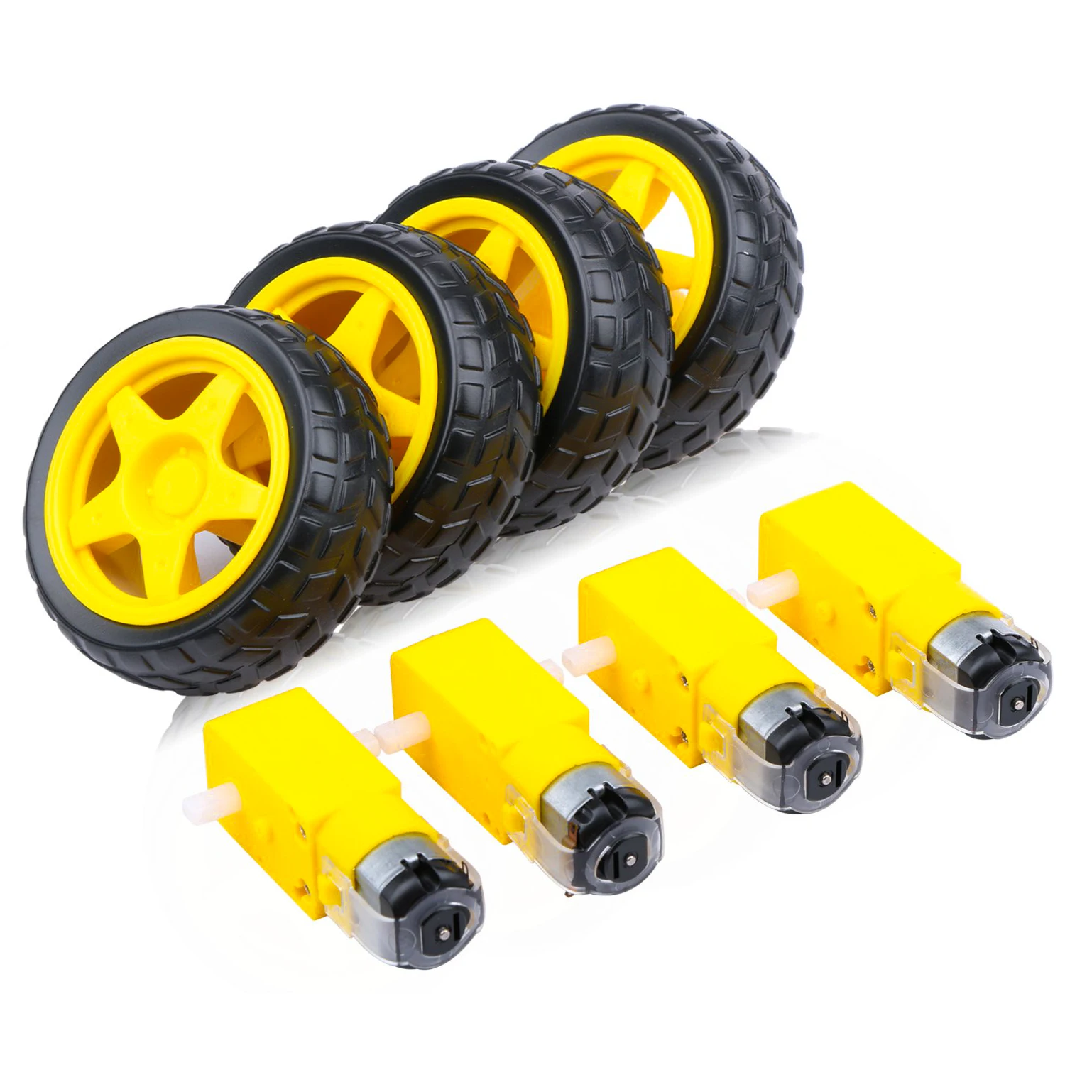 4PCS DC Electric Motor + Plastic TT Motor Tire Wheel 3-6V Dual Shaft Gear Motor TT Magnetic Gearbox Engine For Arduino Smart Car
4PCS DC Electric Motor + Plastic TT Motor Tire Wheel 3-6V Dual Shaft Gear Motor TT Magnetic Gearbox Engine For Arduino Smart Car