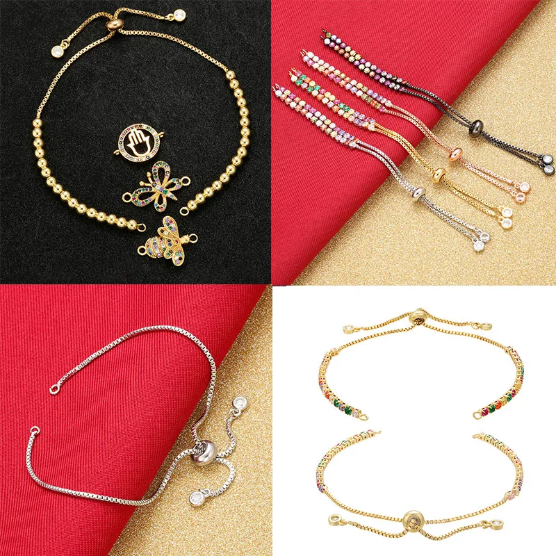 DIY Bracelet Making Supplies Gold/Silver Color Adjustable Connector Copper Beads/Crystal Chain Handmade Accessories
DIY Bracelet Making Supplies Gold/Silver Color Adjustable Connector Copper Beads/Crystal Chain Handmade Accessories