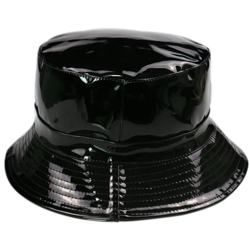2021 New Fashion Waterproof Black Bucket Hat Reversible Leather Fishing Cap Unisex Fisherman Hats Hip hop Casual Sun Caps
2021 New Fashion Waterproof Black Bucket Hat Reversible Leather Fishing Cap Unisex Fisherman Hats Hip hop Casual Sun Caps