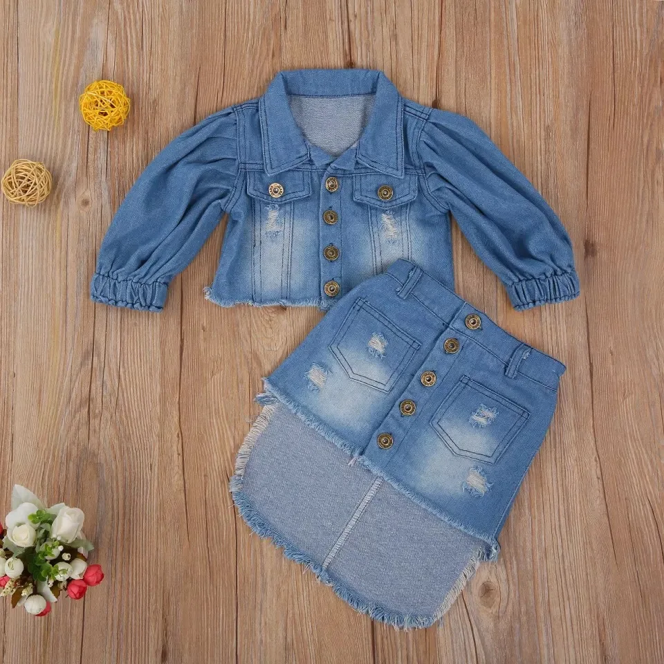 Spring Summer New Toddler Baby Girls Clothes Sets Fashion Kids Puff Sleeve Open Front Denim Jacket+Irregular Hem Skirt 2Pcs Sets
Spring Summer New Toddler Baby Girls Clothes Sets Fashion Kids Puff Sleeve Open Front Denim Jacket+Irregular Hem Skirt 2Pcs Sets