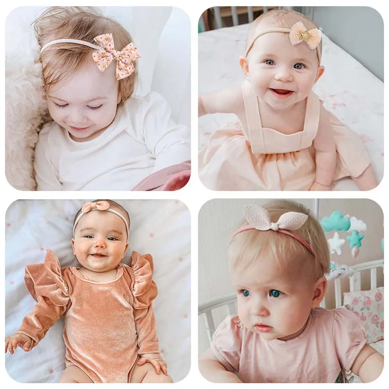 

2021 Newborn Baby Headband Kids Kawaii Hair Clip Bowknot Turban Hair Band Princess Hair Accessories for Girl opaska do wlosow
