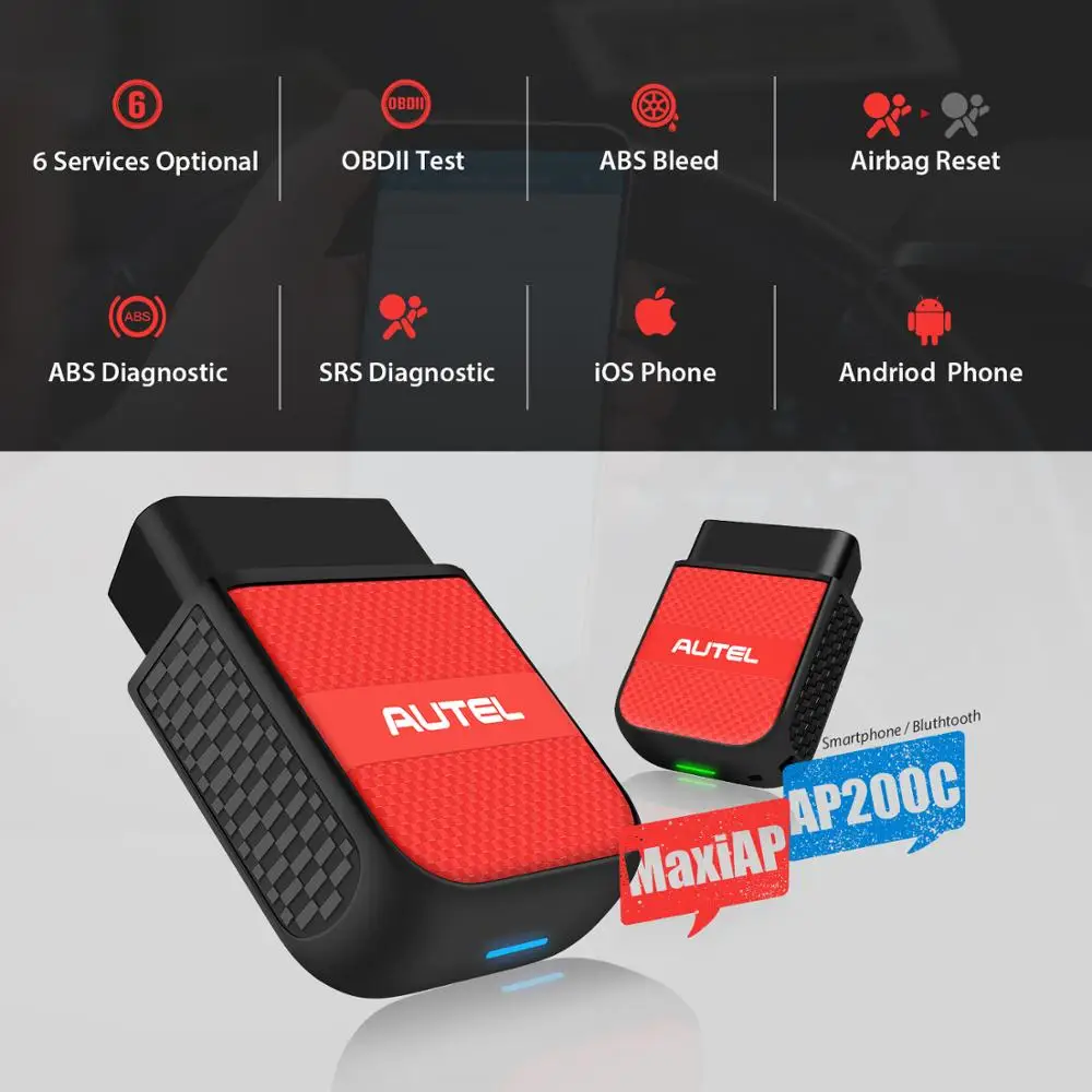 Autel AP200C беспроводной сканер OBD2 считыватель кодов Bluetooth + 8 горячих услуг ABS Bleed