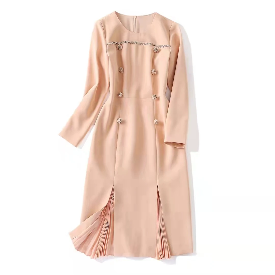 European and American women's clothing autumn winter 2022 new Long sleeve round collar beads fashion Splicing pleated slim dress
European and American women's clothing autumn winter 2022 new Long sleeve round collar beads fashion Splicing pleated slim dress