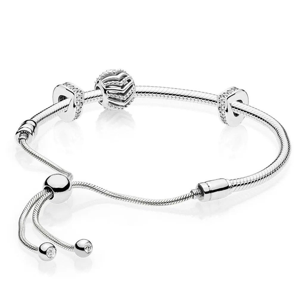 NEW 100% 925 Sterling Silver 2019 New Shimmering Stylish Wish Charm Beaded Gift MOMENTS SLIDING BRACELET Set Adjustable Size
NEW 100% 925 Sterling Silver 2019 New Shimmering Stylish Wish Charm Beaded Gift MOMENTS SLIDING BRACELET Set Adjustable Size