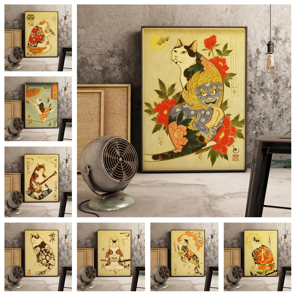 Retro Poster and Print Japanese Classic Wall Art Canvas Painting Room Decor Pictures for Home Decoration Samurai Cat Tattoo Cat
Retro Poster and Print Japanese Classic Wall Art Canvas Painting Room Decor Pictures for Home Decoration Samurai Cat Tattoo Cat