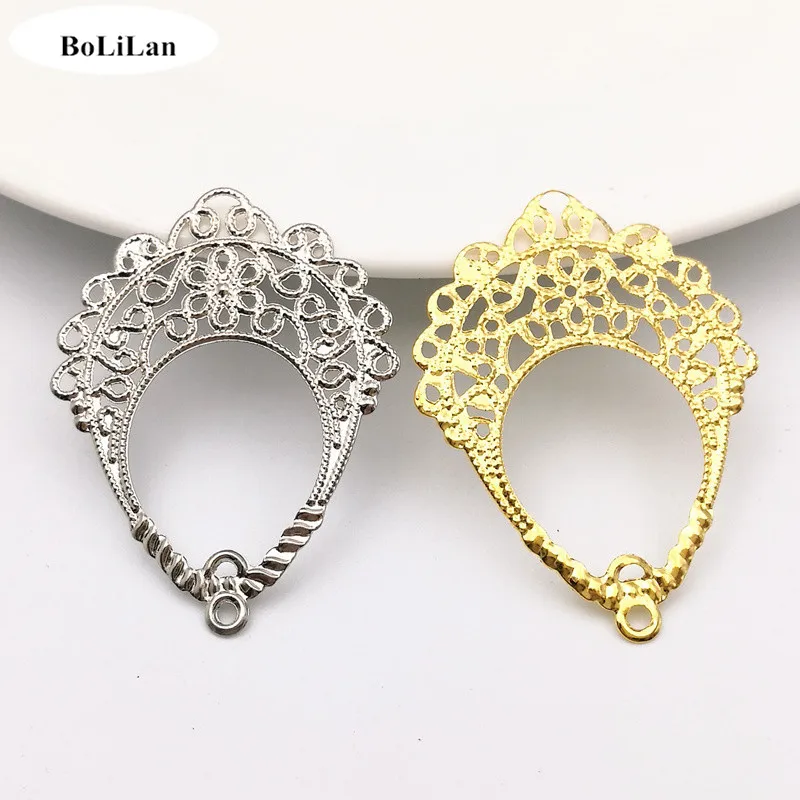 50 pieces DIY Jewelry Accessories 42*31mm Gold color/White K Metal Filigree Flowers Slice Charms Pendant Base Setting 
50 pieces DIY Jewelry Accessories 42*31mm Gold color/White K Metal Filigree Flowers Slice Charms Pendant Base Setting
