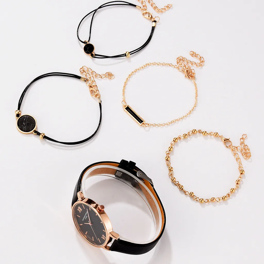 5pcs Set Pop Style Fashion Women Luxury Leather Band Analog Quartz Wrist Watch Ladies Watch Women Dress Reloj Mujer Black Clock
5pcs Set Pop Style Fashion Women Luxury Leather Band Analog Quartz Wrist Watch Ladies Watch Women Dress Reloj Mujer Black Clock
