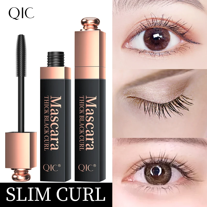 

QIC 4D Silk Fiber Mascara Extra Volume Waterproof Big Eyes Curly Smudge-Proof Lengthening Encryption Glossy Black Mascara