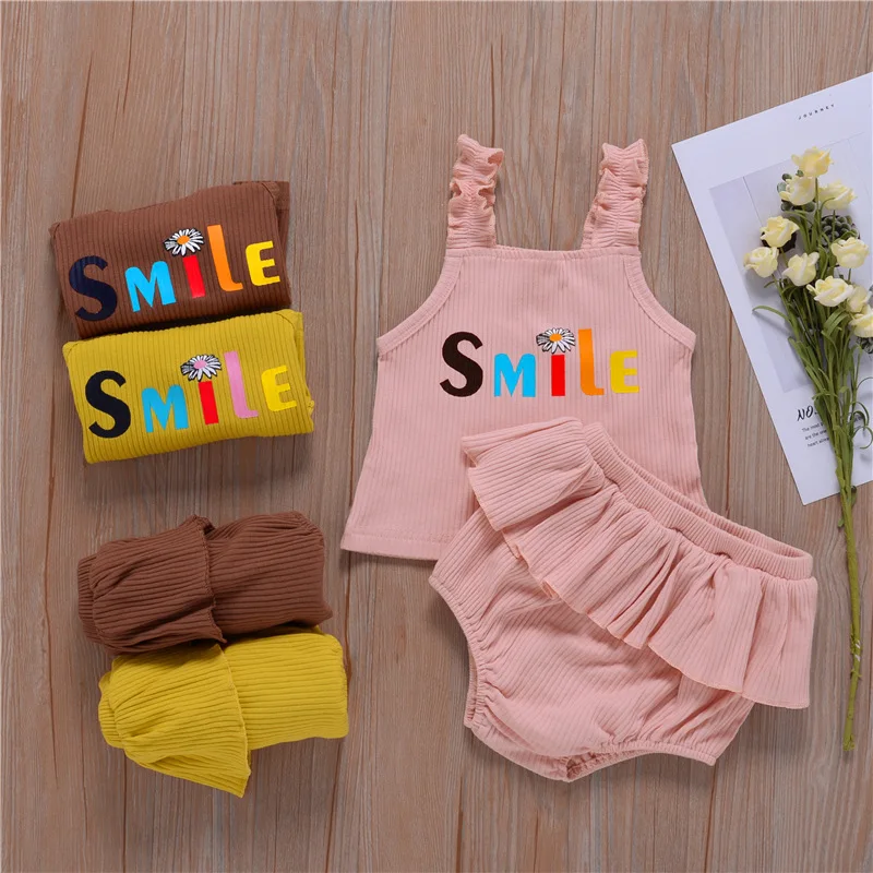 Smile Infant Baby Girls Summer Clothing Sleeveless Straps Tops Ruffle Pants 2PCS Clothes Set Homewear Outfits
Smile Infant Baby Girls Summer Clothing Sleeveless Straps Tops Ruffle Pants 2PCS Clothes Set Homewear Outfits