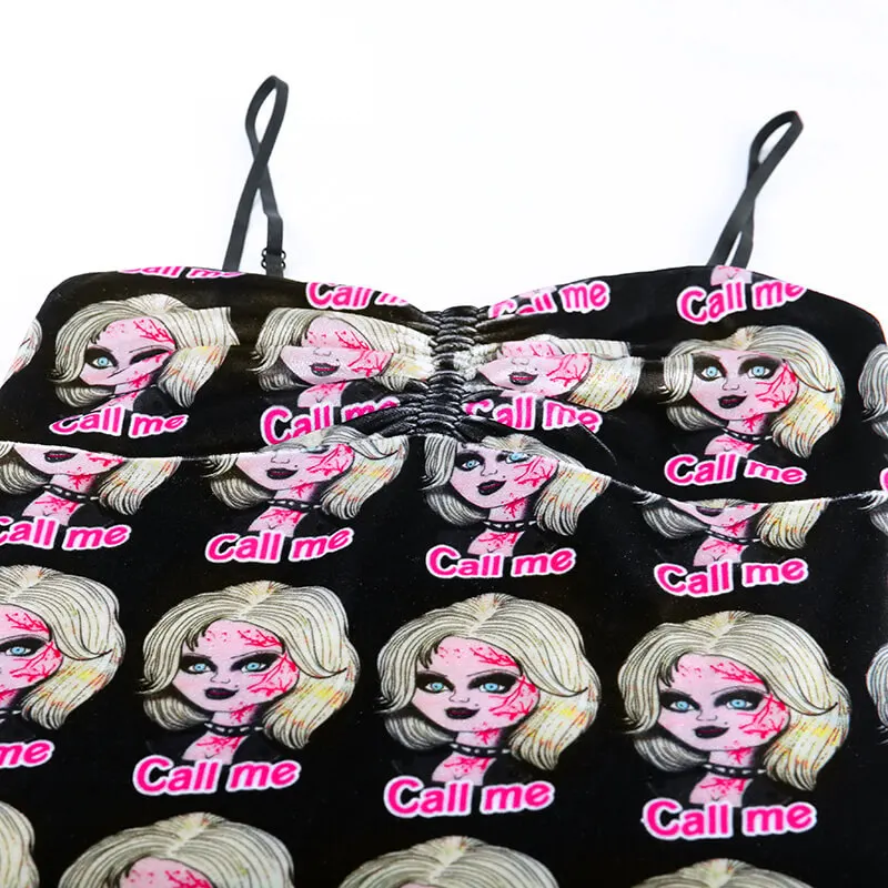 Y2K Gothic Spaghetti Straps Mini Dress Cartoon Harajuku Punk Print Sleeveless Backless Female Summer Sexy Dress Streetwear
Y2K Gothic Spaghetti Straps Mini Dress Cartoon Harajuku Punk Print Sleeveless Backless Female Summer Sexy Dress Streetwear