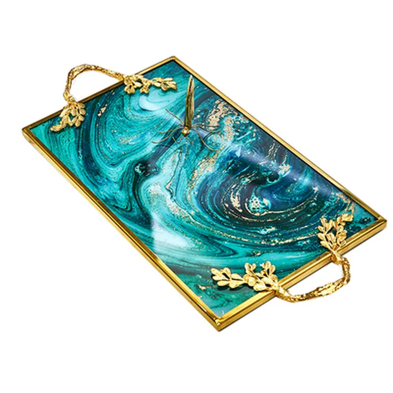 Stainless Steel Storage Tray Large Green Agate Glass Golden Handle Fruit Sanck Jewelry Display Plate Kitchen Organizer Metal
Stainless Steel Storage Tray Large Green Agate Glass Golden Handle Fruit Sanck Jewelry Display Plate Kitchen Organizer Metal