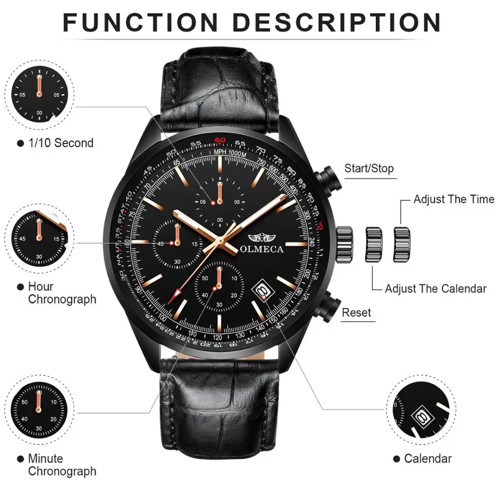 OLMECA Men Watch Top Brand Luxury Quartz Watches Military Male Wristwatches Sport Men's Watches Genuine Leather Fashion Clock
OLMECA Men Watch Top Brand Luxury Quartz Watches Military Male Wristwatches Sport Men's Watches Genuine Leather Fashion Clock
