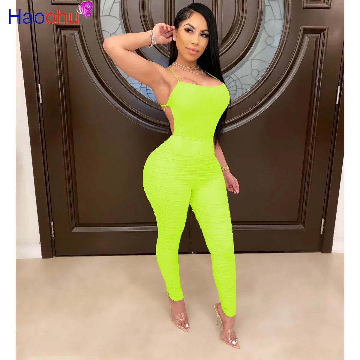 Spaghetti Strap Sexy Bodycon Jumpsuits For Women Strapless Sleeveless Ruched Bodysuit Summer Cross Backless Club Party Playsuits
Spaghetti Strap Sexy Bodycon Jumpsuits For Women Strapless Sleeveless Ruched Bodysuit Summer Cross Backless Club Party Playsuits