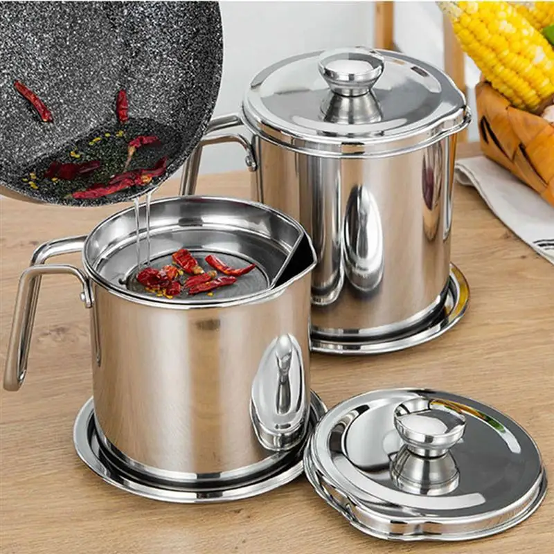 1.6/2.2L Stainless Steel Oil Strainer Storage Can Grease Filter Separator Cooking Oil Filter Pot Kitchen Tools
1.6/2.2L Stainless Steel Oil Strainer Storage Can Grease Filter Separator Cooking Oil Filter Pot Kitchen Tools