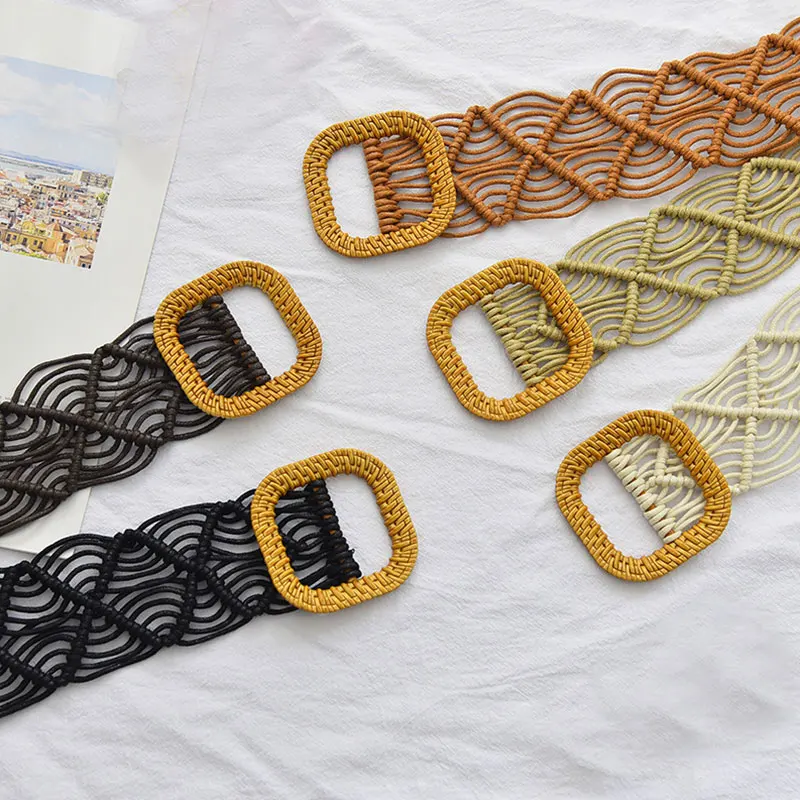 Vintage Bohemian Waist Belts Wide Waist Seal Women Square Buckle Woven Braided Belt Casual Waistband Dress Sweater Decorative 
Vintage Bohemian Waist Belts Wide Waist Seal Women Square Buckle Woven Braided Belt Casual Waistband Dress Sweater Decorative