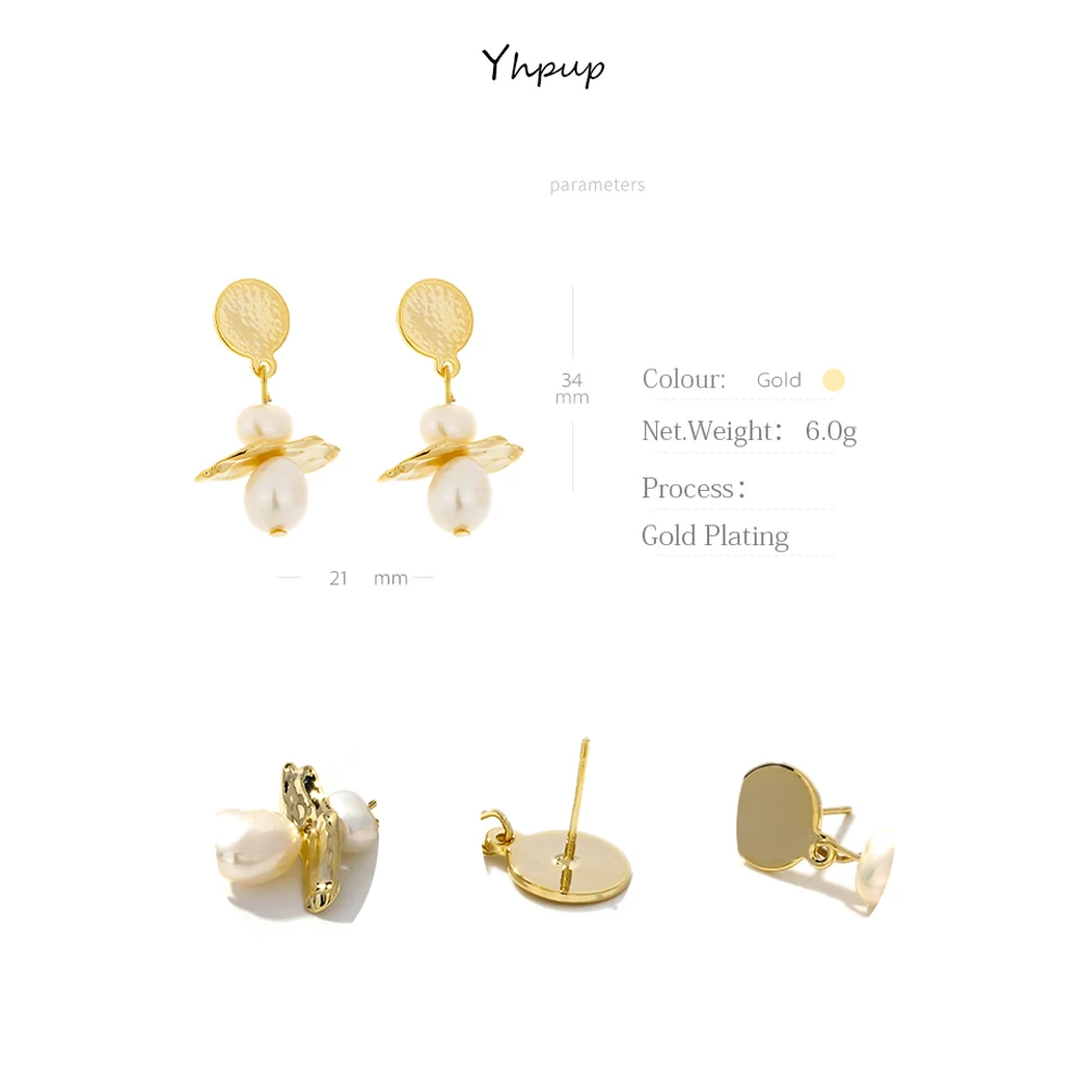 Yhpup модные корейские длинные Винтажные серьги с натуральным жемчугом медные