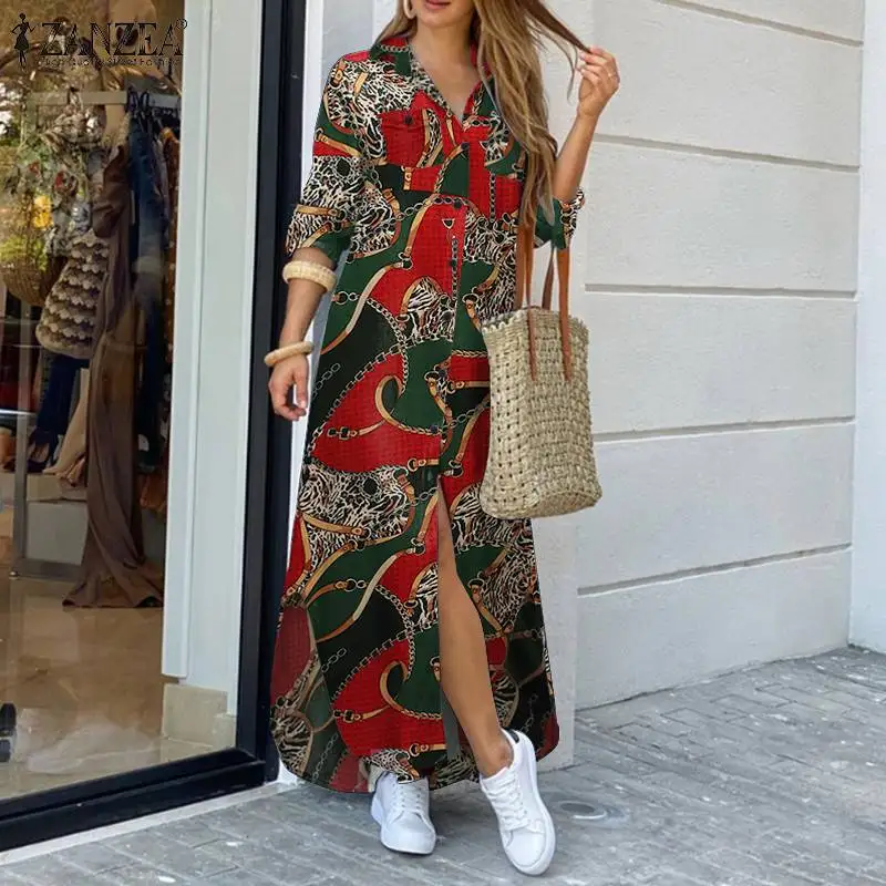 2022 Behemian Printed Shirt Dresses ZANZEA Women Long Sleeve Maxi Vestidos Dress Spring Autumn Casual Loose Oversized Robe Femme
2022 Behemian Printed Shirt Dresses ZANZEA Women Long Sleeve Maxi Vestidos Dress Spring Autumn Casual Loose Oversized Robe Femme