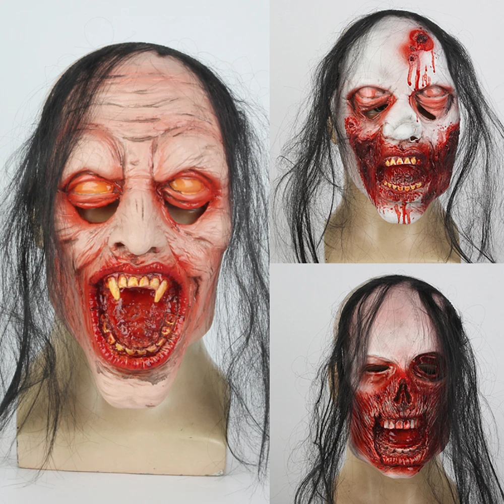 Horror Mask with wig Halloween Creepy Costume Party Cosplay Props Men Latex Scary Half face bloody Mask
Horror Mask with wig Halloween Creepy Costume Party Cosplay Props Men Latex Scary Half face bloody Mask