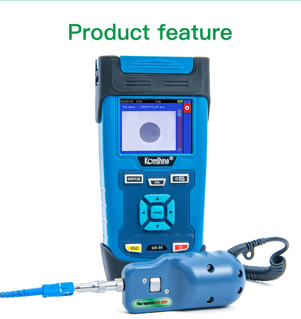 

FTTx Maintance SM Fiber Optic OTDR Komshine QX45 1310/1550nm 32/30dB built in 10mw VFL, Inspection Probe is Optional